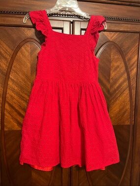 Blueberi Boulevard Red Eyelet Ruffle Strap Dress